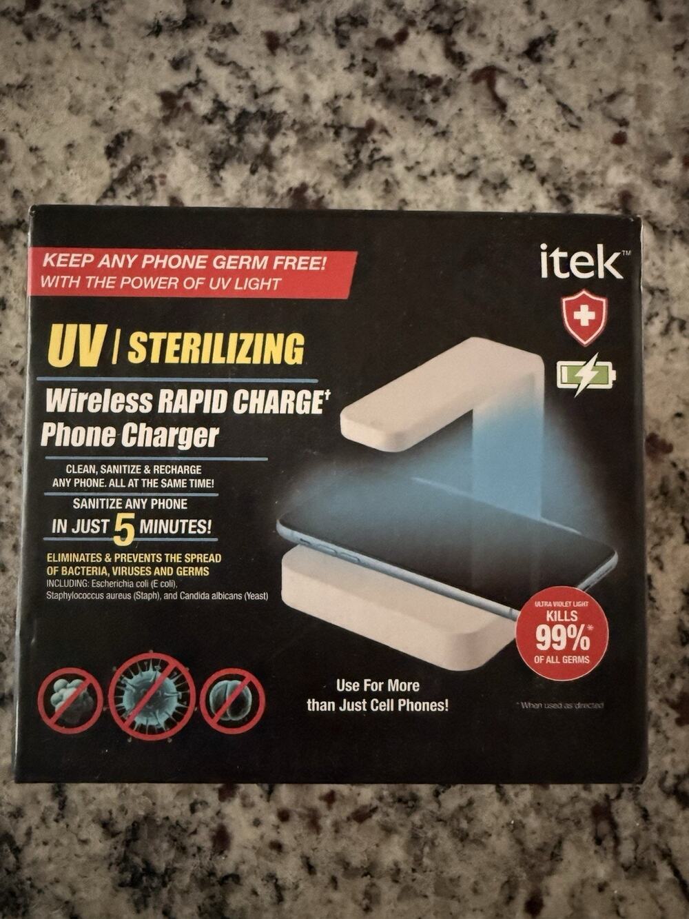 NEW iTek UV Phone Sanitizer + Wireless Charger – 2-in-1 – Great Gift